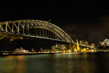 sydney harbour bridge at night