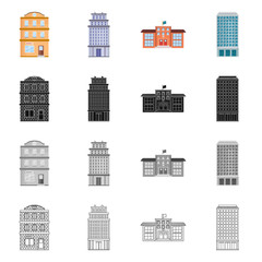 Vector design of municipal and center icon. Collection of municipal and estate   vector icon for stock.