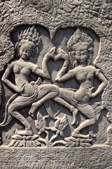 Danseuses sculpt&eacute;es en pierre Angkor 