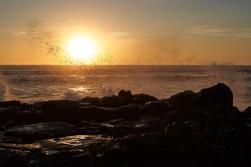 Fotobehang Sea sunset with crashing wave © Alexandru