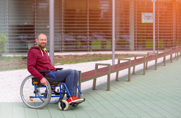happy man on wheelchair