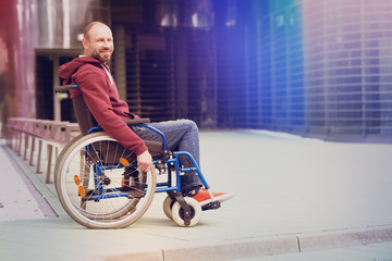 happy man on wheelchair