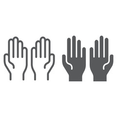 Pray line and glyph icon, faith and religion, hands sign, vector graphics, a linear pattern on a white background.