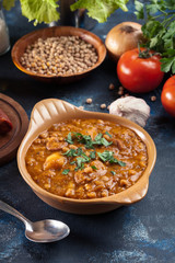 Chickpea stew with chorizo and potatoes