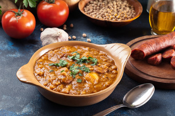 Chickpea stew with chorizo and potatoes