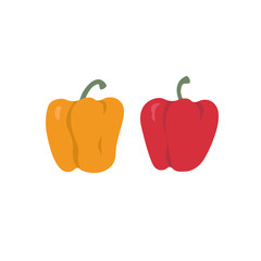   Bell peppers set. Red and yellow sweet paprika on a white background 