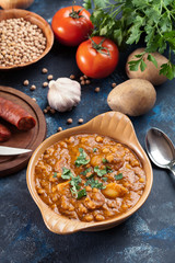 Chickpea stew with chorizo and potatoes