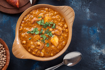 Chickpea stew with chorizo and potatoes