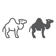 Camel line and glyph icon, arab and animal, mammal sign, vector graphics, a linear pattern on a white background.