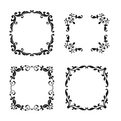 Vintage style square frames collection. Decorative frame set for your design for any holiday