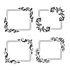 Decorative empty frame set vintage style. Template for wedding, greeting, invitation, romantic card. Creative vintage frame for advertising, scrapbook, announcement