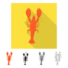 Vector design of crayfish  and lobster logo. Set of crayfish  and boiled stock symbol for web.