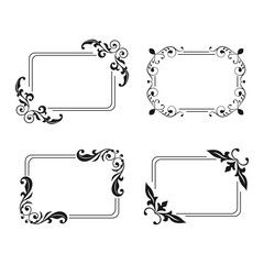 Decorative empty frame set vintage style. Template for wedding, greeting, invitation, romantic card. Creative vintage frame for advertising, scrapbook, announcement