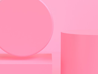 Obraz premium Pink geometric shape scene minimal style 3d rendering.