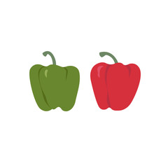   Bell peppers collection. Set of red and green sweet paprika on a white background 