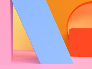Colorful geometric shape scene minimal style 3d rendering.