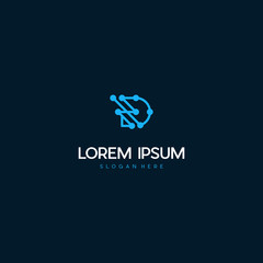 Creative Illustration modern D sign geometric logo design template, Letter D Circuit logo design template. Creative modern trendy D typography