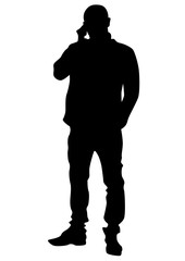 Man with smartphone on white background