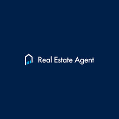 Fototapeta premium logo for real estate agent on blue background