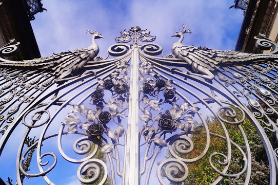 Art nouveau gate of Villa Masini, Montevarchi, Tuscany, Italy