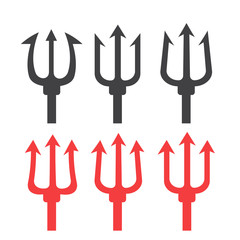 Trident Silhouette Set. Trident devil flat. Neptune red vector trident