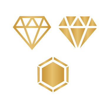 Diamond icons set. Diamond line icon. Diamond outline vector sign