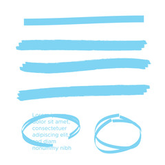 Obraz premium Vector yellow highlighter brush lines. Brush pen underline. Yellow watercolor hand drawn highlight