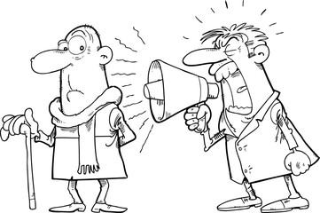 Man yelling at a deaf man