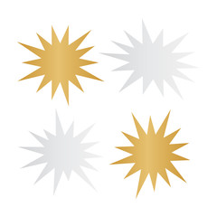 Colorful paper starburst speech bubbles. Starburst isolated icons set