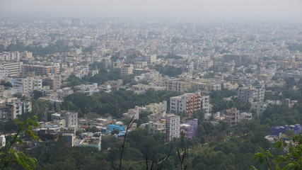 city and fields wide view
