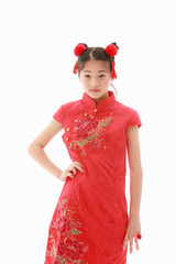 Girl on white background