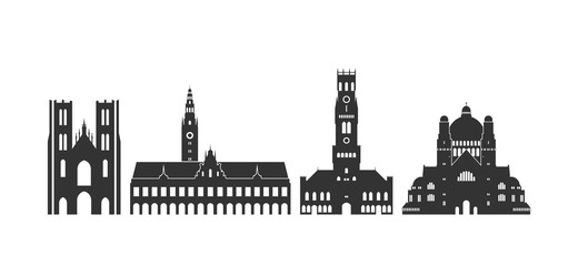 Obraz premium Logo Belgii. Na białym tle belgijska architektura na białym tle