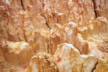 Colored chalk formations in Akzhar mountains. Colored chalk mountains in Kazakhstan.