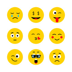 Emotions in flat, cartoon style.