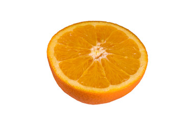 Halved orange fruit isolated on a white background
