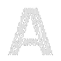 Alphabet A shape digital line design
