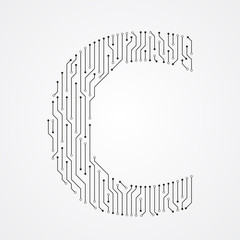 Alphabet C shape digital line design