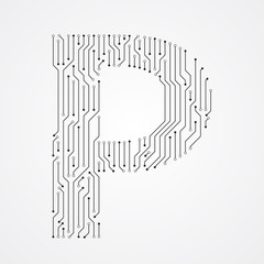 Alphabet P shape digital line design
