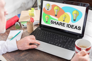 Share ideas concept on a laptop screen