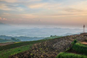 Morning view point with mountain mist at Khao Kho Phetchabun is most famous travel place in Thailand