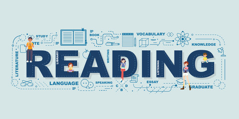 Design Concept Of Word READING Website Banner.