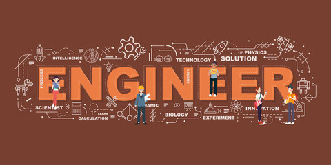 Design Concept Of Word ENGINEER Website Banner.
