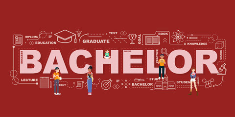 Design Concept Of Word Bachelor Website Banner.