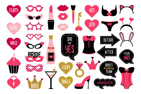 Set of hen party photo booth props