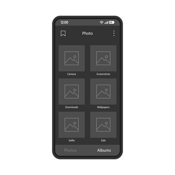 Photo album smartphone interface vector template