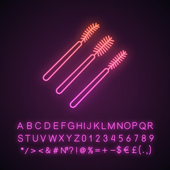Disposable mascara wands neon light icon