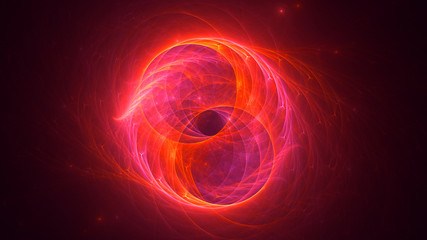 3D rendering abstract red fractal light background