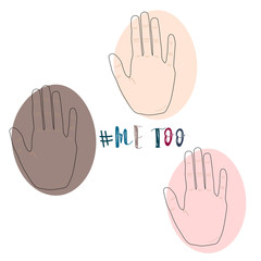 Obraz premium Girl power Me too vector illustration concept Three Painted Womans Palm with Lettering