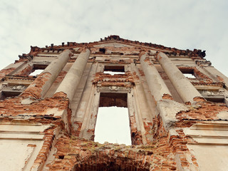 Brest, BELARUS - MARCH 18, 2019: Sapeg Palace in Ruzhany. ruins of an old castle