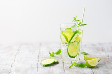 Infused water with fresh citrus fruits and ice
